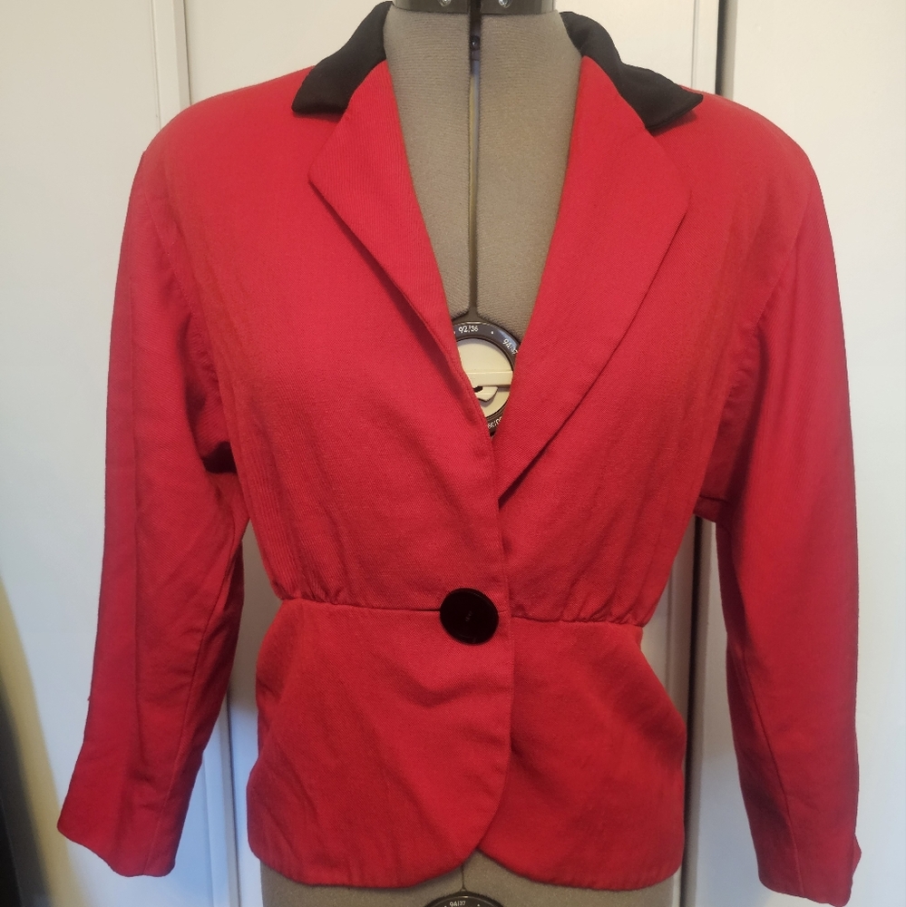 Red Women's Jacket with Black Collar